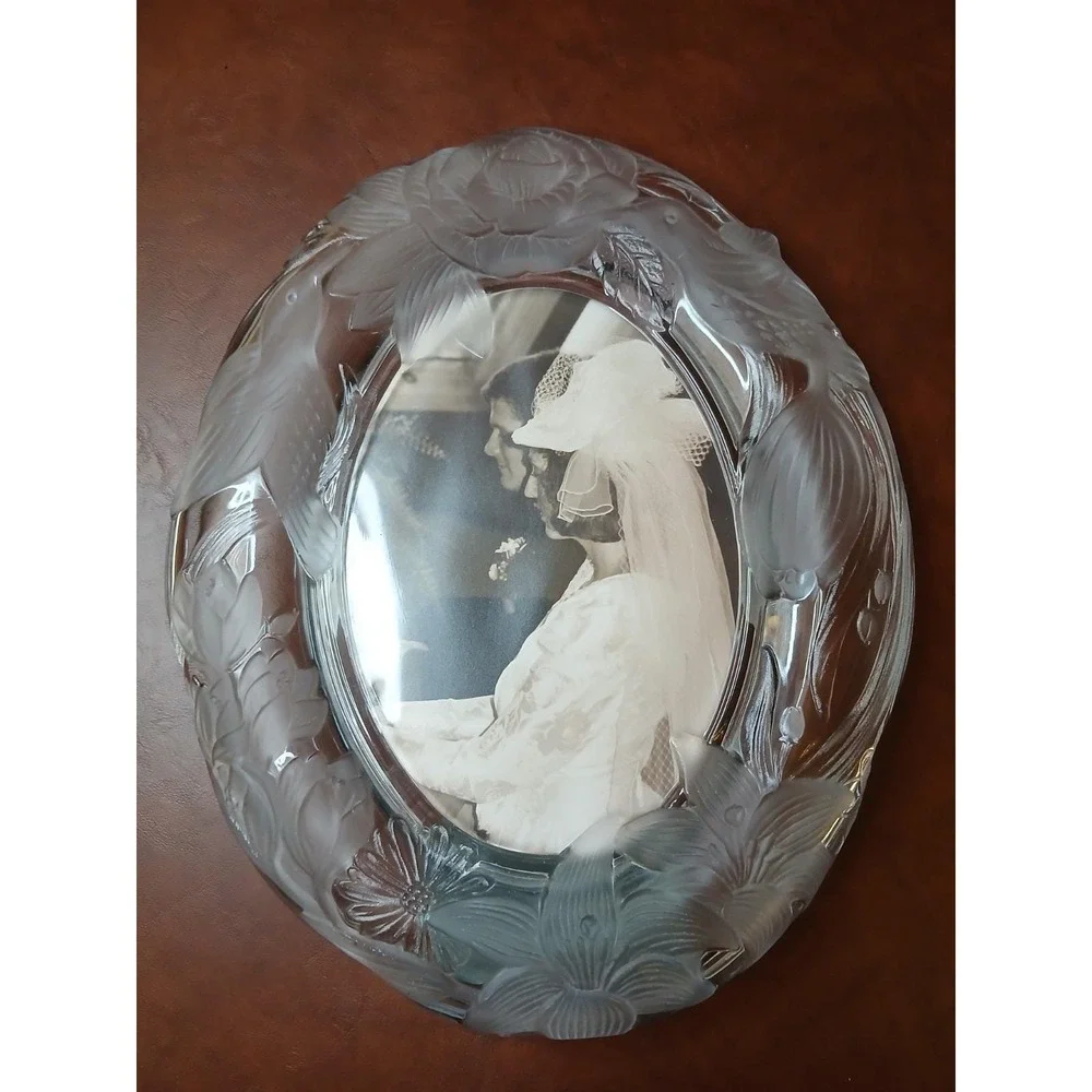 Crystal Clear Signature Clear Ivy Oval 5x7 Glass‎ Picture 11X9 Frame #125B5
